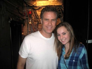 Will Ferrell, Cathryn Boettner backstage at the Cort Theater after Will’s performance of You’re Welcome America